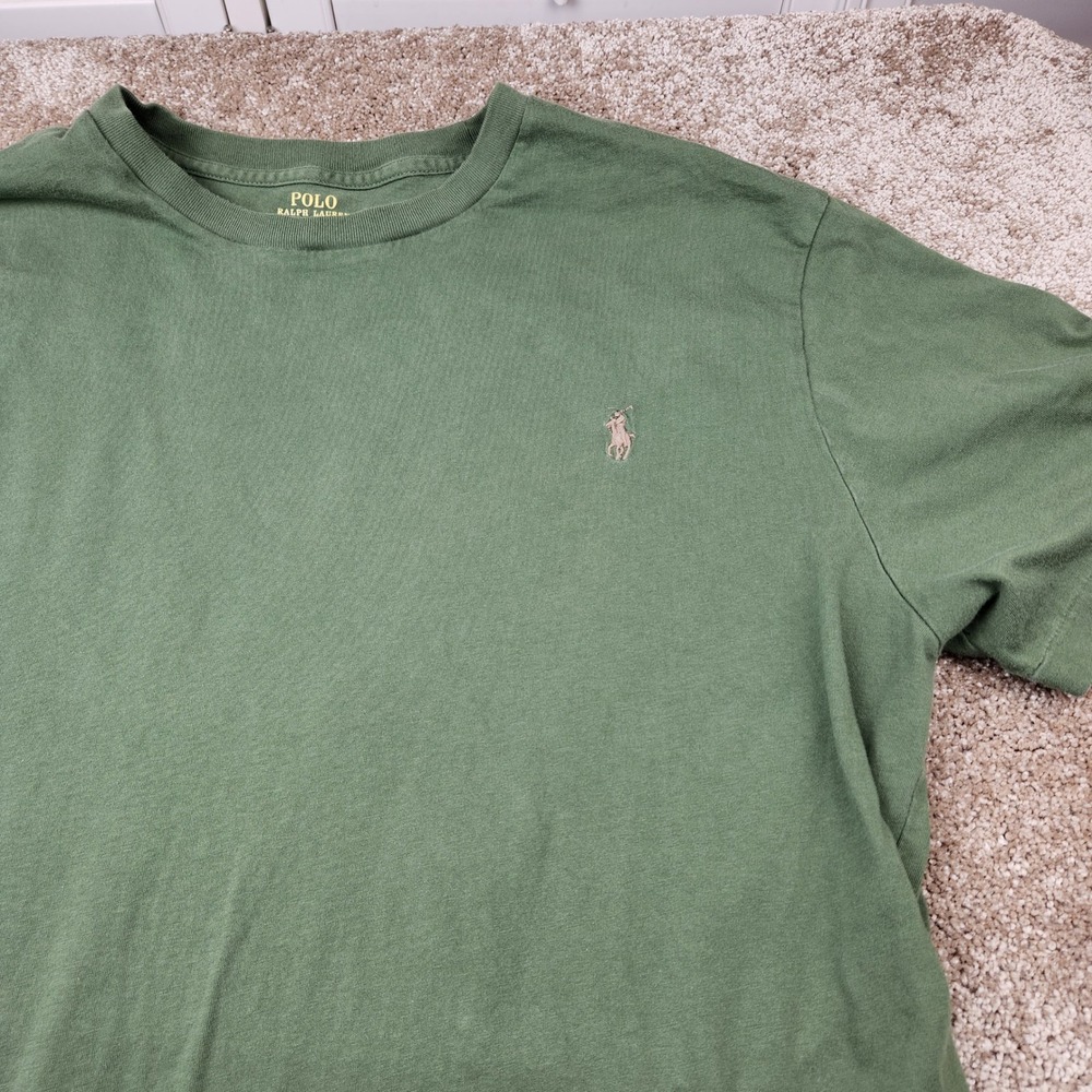 Polo Ralph Lauren Mens XLT Tall T-Shirt Olive Green Pink Pony Logo Crewneck Tee